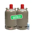 Produktbild: 2x 11 kg Propan Gasflasche grau gefüllt Inkl. Lecksuchspray