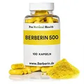 Produktbild: Berberin 500 mg (100 Kapseln) - Made in Germany - vegan - hochdosiert 97% Berberin HCl - natürliches Nahrungsergänzungsmittel - Berberin Pulver -Wurzelextrakt aus der Berberis Aristata Pflanze