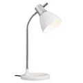 Produktbild: Brilliant Lampe Jan Tischleuchte silber/weiß | 1x A60, E27, 40W, geeignet für Normallampen (nicht enthalten) | Mit Druckschalter am Kopf