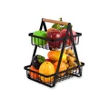 Produktbild: iophi 2 Stöckig Obstkorb, Abnehmbar Obst Etagere 2 Etagen Küche Moderne Obstschale, Praktischer Obstkörbe aus Metall für Brot, Gemüse, Snacks, Eckregal Stehend Aufbewahrung Küche Schwarz