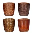 Produktbild: Levandeo® Teelichthalter, 4er Set Windlicht 7,5cm Glas Orange Braun Teelichthalter Tischdeko