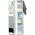 Produktbild: Badezimmerschrank mit schwenkbarem Spiegel weiß MDF-Platte Glas 36x36x169,5 cm