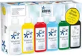 Produktbild: KREUL 42847 - Window Color Aktionsset, 6 x 80 ml Fenstermalfarbe in weiß, gelb, rot, blau und grün, inkl. 80 ml Konturenfarbe in schwarz, für kreative Kinder mit Spezialfolie und Malvorlagen