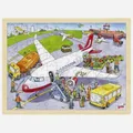 Produktbild: Goki Flughafen Einlegepuzzle 96 Teile Holzpuzzle Goki Kinderpuzzle Holzspielzeug