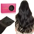 Produktbild: WENNALIFE Clip in Extensions Echthaar, 50cm 20 Zoll 120g 7pcs Dunkel Braun Hair Extensions Clip in Echthaar Remy Clip in Haarverlängerung Natürliche Echthaar Extensions
