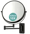 Produktbild: Relaxdays Kosmetikspiegel, Wandmontage, 10-fach Vergrößerung, 360° drehbar, Ø 20 cm, Metall, Schminkspiegel, schwarz