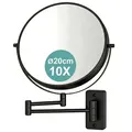 Produktbild: Relaxdays Kosmetikspiegel, Wandmontage, 10-Fach Vergrößerung, 360° drehbar, Ø 20 cm, Metall, Schminkspiegel, schwarz