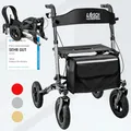 Produktbild: Lösch Reha Mobility Rollator - 3-fach faltbar & leicht mit Sitz, Preis-/Leistungssieger, Outdoor mit Luftbereifung, Sitzfläche & Rückengurt für Senioren