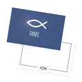 Produktbild: itenga 24x Dankeskarten,Kärtchen Kommunion Taufe Konfirmation FISCH Danksagung 8,5x5c5cm (blau)