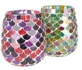 Produktbild: Guru-Shop Windlicht 2 handgearbeitete Glas Mosaik Windlichter,..