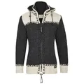 Produktbild: THC Natural Line Strickjacke THC Schafwollstrickjacke anthrazit weiß 511 (1 Stück, 1-tlg., 1 Stück) Strickjacke mit abnehmbarer Kapuze grau XL