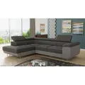 Produktbild: Ecksofa Caris mit Schlaffunktion und einstellbare Kopfstützen, Wohnlandschaft, Couchgarnitur, Bettkasten, Sofagarnitur, Couch, Sofa (Grau + Dunkel... - Grau/Dunkelgrau