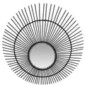 Produktbild: Casa Padrino Wandspiegel Designer Rattan Spiegel Schwarz Ø 120 cm - Wandspiegel im Sonnen Design