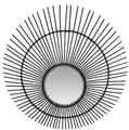 Produktbild: Casa Padrino Designer Rattan Spiegel Schwarz Ø 120 cm - Wandspiegel Sonne