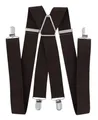 Produktbild: axy Hosenträger für Herren breit 3,5 cm in X-Form mit 4 Hosenträger Clips extra stark längenverstellbar 35mm (Braun)