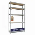 Produktbild: TKT – Work System Steckregal mit Holzböden 180x120x40cm - Verzinktes Regal mit 150kg Tragkraft pro Boden. Schwerlastregal mit 5 Böden für Werkstatt, Wohn- & Kellerraum