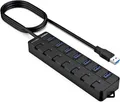 Produktbild: USB 3.0 Hub, 7-Port USB Hub USB Splitter mit verlängertem 1.2m Kabel, USB