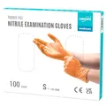Produktbild: EUROPAPA® 100x Nitrilhandschuhe Einweghandschuhe Einmalhandschuhe Untersuchungshandschuhe Nitril Handschuhe puderfrei ohne Latex unsteril latexfrei disposible gloves (S, Orange)