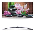 Produktbild: ARTLAND Wanddeko Wanduhr ohne Tickgeräusche Alu Funkuhr 50x25 cm Rechteckig Lautlos Zen Asiatisch Spa Blumen Asien Natur Design Orchidee T5OO
