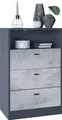 Produktbild: Vladon Kommode Pino V2, Germany, Anrichte mit 3 Schubladen & 1 offenem Fach, Anthrazit matt/Beton Oxid Optik ohne LED (56 x 86,5 x 36 cm)