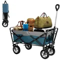 Produktbild: EUGAD Bollerwagen faltbar klappbar Transportkarre Handwagen mit 4 Rollen für Camping Einkaufen belastbar bis 80kg, Blau