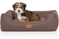 Produktbild: Knuffelwuff Hundebett Lotte aus Velours mit feinem Handwebcharakter M-L 85 x 63cm Graubraun - Abnehmbarer Bezug - waschbar - für große, mittelgroße und kleine Hunde