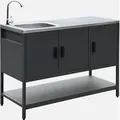 Produktbild: sweeek - Outdoor-Küche aus Stahl mit Spüle L120 cm - Schwarz - Schwarz