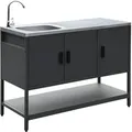 Produktbild: Sweeek - Outdoor-küche Aus Stahl Mit Spüle L120 Cm