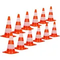 Produktbild: ECD Germany 12Er Verkehrskegel Pylone 47cm Orange-Weiß 2 Reflektierende Streifen