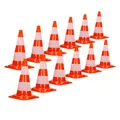 Produktbild: ECD Germany 12 Stück Verkehrskegel Pylone 47 cm, Orange-Weiß, Verkehrsleitkegel mit 2 reflektierenden Streifen, stapelbar & flexibel, Warnleitkegel Warnkegel Leitkegel Verkehrshütchen Markierungskegel