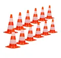 Produktbild: ECD Germany Warndreieck Verkehrsleitkegel aus PVC mit 2 reflektierenden Streifen Leitkegel, 12-tlg., Verkehrskegel Pylone 47cm Warnleitkegel Warnkegel Markierungskegel
