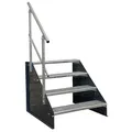 Produktbild: 4 Stufen Standtreppe Stahltreppe freistehend Breite 60cm Höhe 84cm schwarz einseitiges Geländer