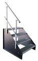 Produktbild: SRM Design Außentreppe 4 Stufen Standtreppe Breite 60cm Höhe 63cm schwarz eins. Geländer