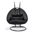Produktbild: HOME DELUXE Hängesessel Polyrattan Hängesessel TWIN (inkl. Gestell, Korb, Sitzauflage, Montagezubehör, 4-St., Komplettset), Hängestuhl