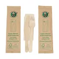 Produktbild: daybays 100 Stk. Holzbesteck Set mit Servietten als Einzel Verpackt Einweg Holzgabeln Holzmesser Besteck Set Holzgabel Einwegbesteck aus Holz Gabel Messer Wooden Forks Knife (100)