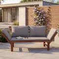 Produktbild: Sitzbank MODULAR - 200cm - natur grau - Akazie - inkl. Kissen klappbar Garten