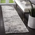 Produktbild: SAFAVIEH Zottelig Teppich für Wohnzimmer, Esszimmer, Schlafzimmer - Berber Shag Collection, Kurzer Flor, Grau und Creme, 61 X 244 cm