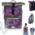 Produktbild: Rucksack Plane Time Bag 24 L Kurierrucksack Roll-Top Damen Mädchen Freizeitrucksack Geheimfach Brustgurt Schulrucksack Laptoprucksack Elephant 128... - Lila