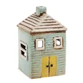 Produktbild: Village Pottery Blue House Teelichthalter, ca. 12 x 7,5 cm, Keramik