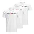 Produktbild: JACK & JONES Herren Shirts T-Shirts Logo Tee Crew Neck 3er Pack, Farbe:Weiß, Artikel:- White/White/White, Größe:XL