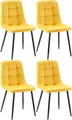 Produktbild: CLP 4er Set Esszimmerstühle Antibes Samtbezüge bis 150 kg belastbar,gelb