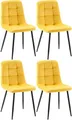 Produktbild: CLP 4er Set Esszimmerstühle Antibes I Küchenstühle mit Samtbezügen gepolstert I Metallbeine mit Bodenschonern I Belastbar bis 150 kg, Farbe:gelb