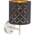Produktbild: GLOBO Wandlampe Innen mit Schalter Wandleuchte Textil Lampenschirm Gold 15229W