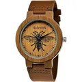 Produktbild: Holzwerk MY BEE Damen & Herren Holz Uhr mit Leder Armband & Biene Muster, braun