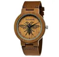 Produktbild: Holzwerk Quarzuhr MY BEE Damen & Herren Holz Uhr mit Leder Armband & Biene Muster, braun