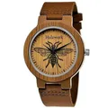 Produktbild: Holzwerk MY BEE Damen & Herren Holz Uhr mit Leder Armband & Biene Muster, braun