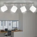 Produktbild: Deckenlampe Wohnzimmerleuchte Spotlampe verstellbar silber Stoffschirm weiß