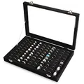 Produktbild: Frebeauty Ringorganizer-Tablett mit 100 Fächern, Ringhalter mit transparentem Deckel, Samtring-Aufbewahrungsbox, Ringablage für Schmuckaufbewahrung, Ringvitrine für Schmuck-Show, Ringbox für Damen