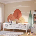 Produktbild: Bellabino Vere Kinderbett 90x200 cm – Montessori Bett mit Rausfallschutz & Lattenrost – Massives Kinder Bett für Jungen & Mädchen aus Holz Kiefer – Kleinkindbett in Weiß