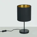 Produktbild: TRANGO LED Tischleuchte, 2018-10BL LED Nachttischlampe *SOUL* Tischleuchte mit Stoffschirm in Schwarz-Gold inkl. 1x E27 LED Leuchtmittel 3000K warmweiß, Lampe, Fensterbank Leuchte, Nachttischleuchte für Schlafzimmer